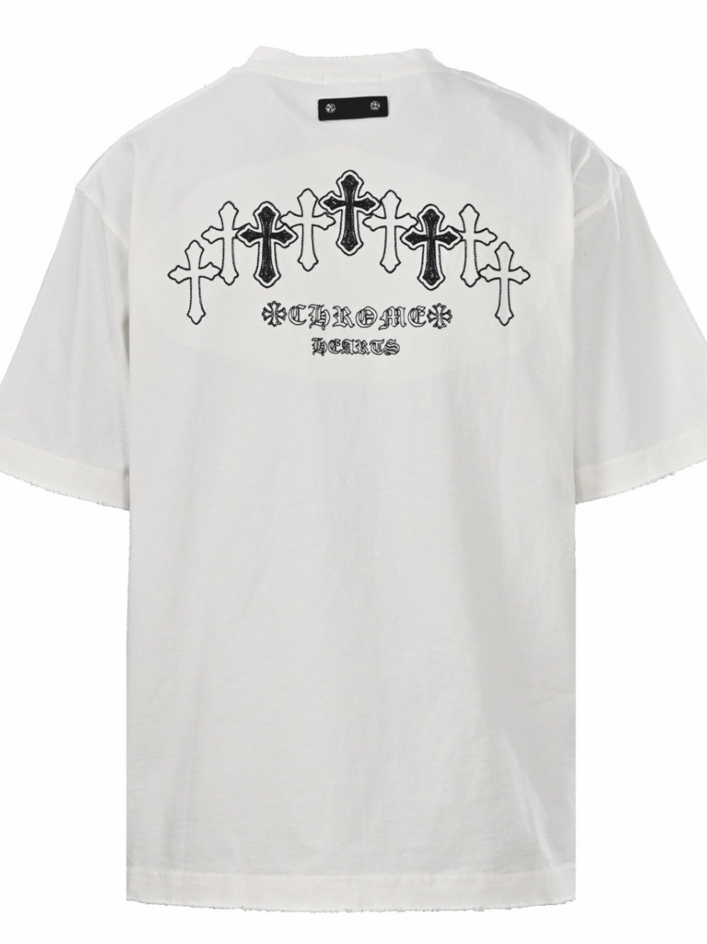 Chrome Hearts White T-Shirt with Black Cross Back Graphic